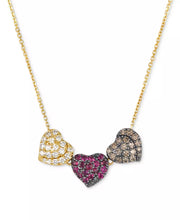 [14K] Yellow Gold, Godiva X Passion Ruby (1/3 Ct. T.W.) & Diamond (5/8 Ct. T.W.) Pavã© Heart Statement Necklace