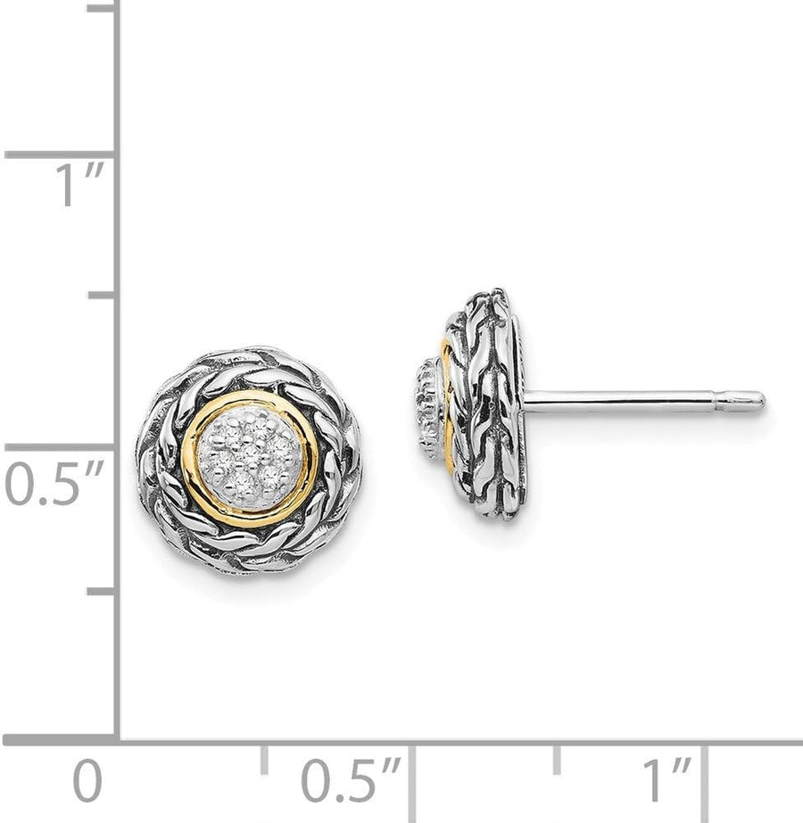 [14K] Gold & Sterling Silver Diamond Earrings