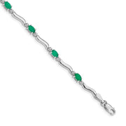 14 Karat White Gold Diamond and Emerald Bracelet