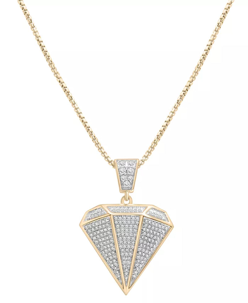 [14K , 1/2 Ct. T.W] Gold-Plated Sterling Silver Diamond Pavã© Shaped Pendant