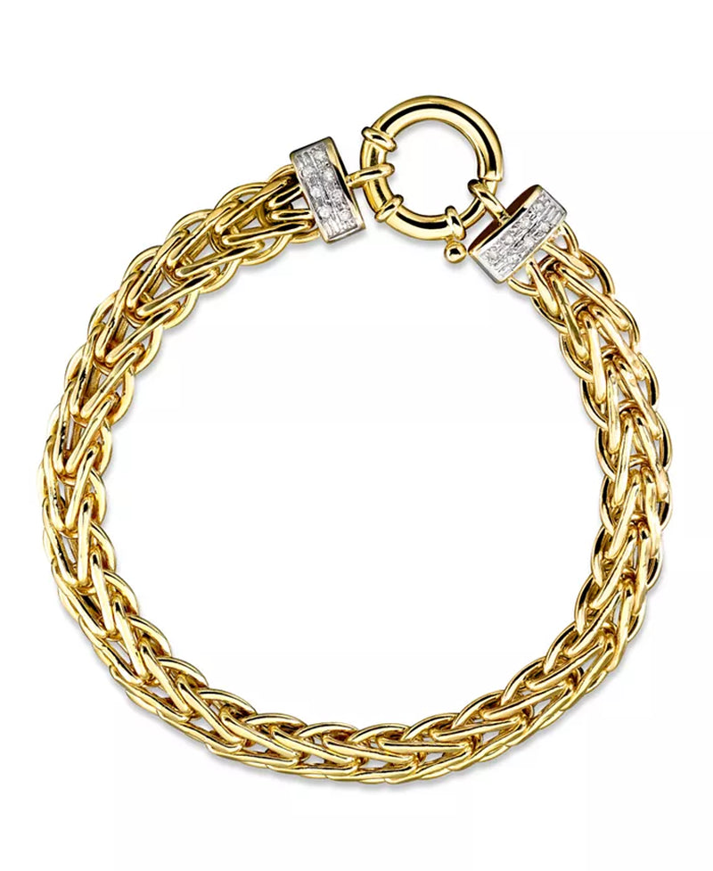 [14K' 1/8 Ct. T.W.] Gold Diamond Spiga Bracelet