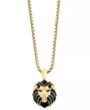 [14K, 3/8 Ct. T.W.] Gold-Plated Sterling Silver Black Spinel Lion Pendant