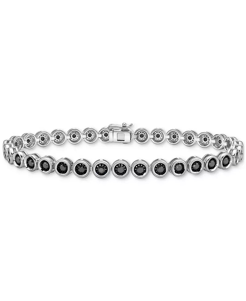 [3-1/2 Ct. T.W.] Sterling Silver Mens Black Diamond Tennis Bracelet