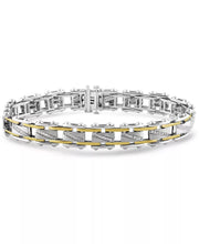 [18K, 1 Ct. T.W.] Gold-Plated Sterling Silver Mens Diamond Bracelet