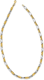 [14K] Gold Two-Tone Polished Fancy Link Necklace With Lobster Claw