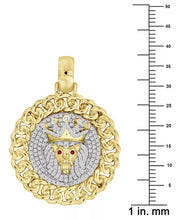 [10K, 3/8 Ct. T.W.] Gold Diamond & Ruby Accent King Lion Pendant