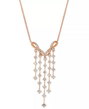 [14K, 1-1/4 Ct. T.W.] Rose Gold Nude Diamond Dangling Adjustable Statement Necklace