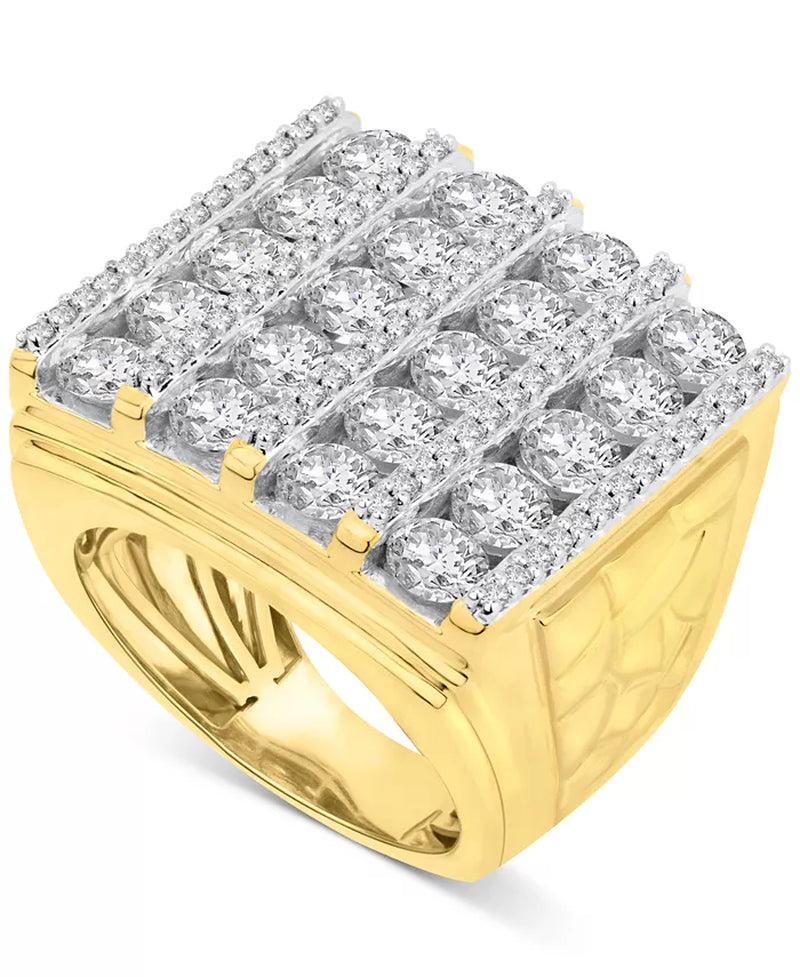 [10K, 7 Ct. T.W.] Gold Men's Diamond Vertical Cluster Ring