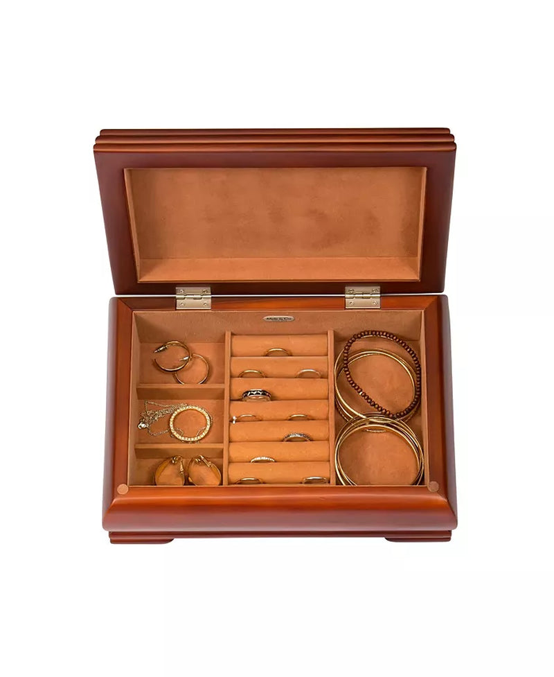 The Carmen Wooden Walnut Finish Jewelry Box