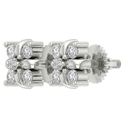 [14K, 0.30 Ct] White Yellow Rose Gold Designer Round Diamonds Studs Earrings