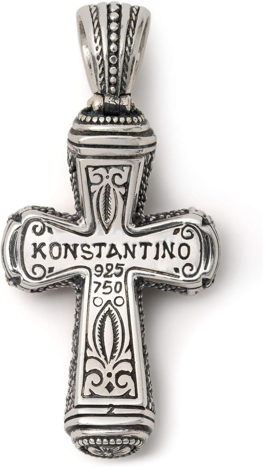 [18K] Gold & Sterling Silver Mens Cross Pendant From Stavros Collection