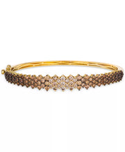 [14K, 3-1/2 Ct. T.W.] Yellow or White Gold Ombré® Chocolate Diamond Cluster Bangle Bracelet