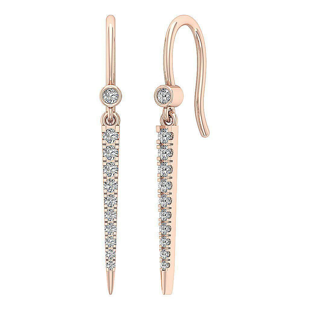 [14K, 0.30 Ct] Rose Gold Chandelier Earrings Natural Round Diamonds