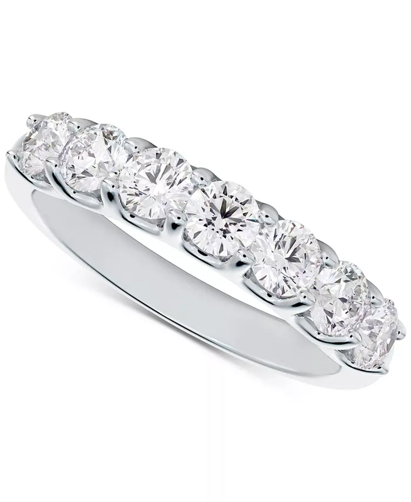 [14K, 3/4 Ct. T.W.] White Gold Diamond Seven Stone Diamond Band