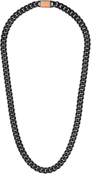 [10Mm] Brushed Polished Gunmetal Curb Chain Stainless Steel Necklace