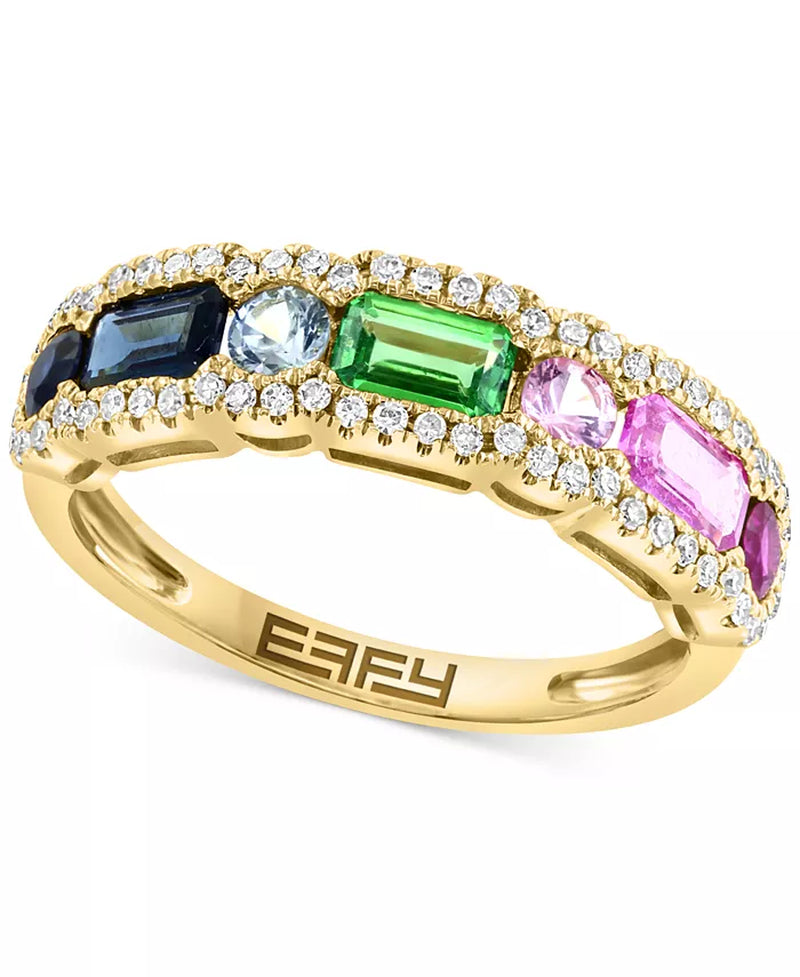 EFFYÂ® Multi-Gemstone (1-1/2 Ct. T.W.) & Diamond (1/4 Ct. T.W.) Ring in 14K Gold