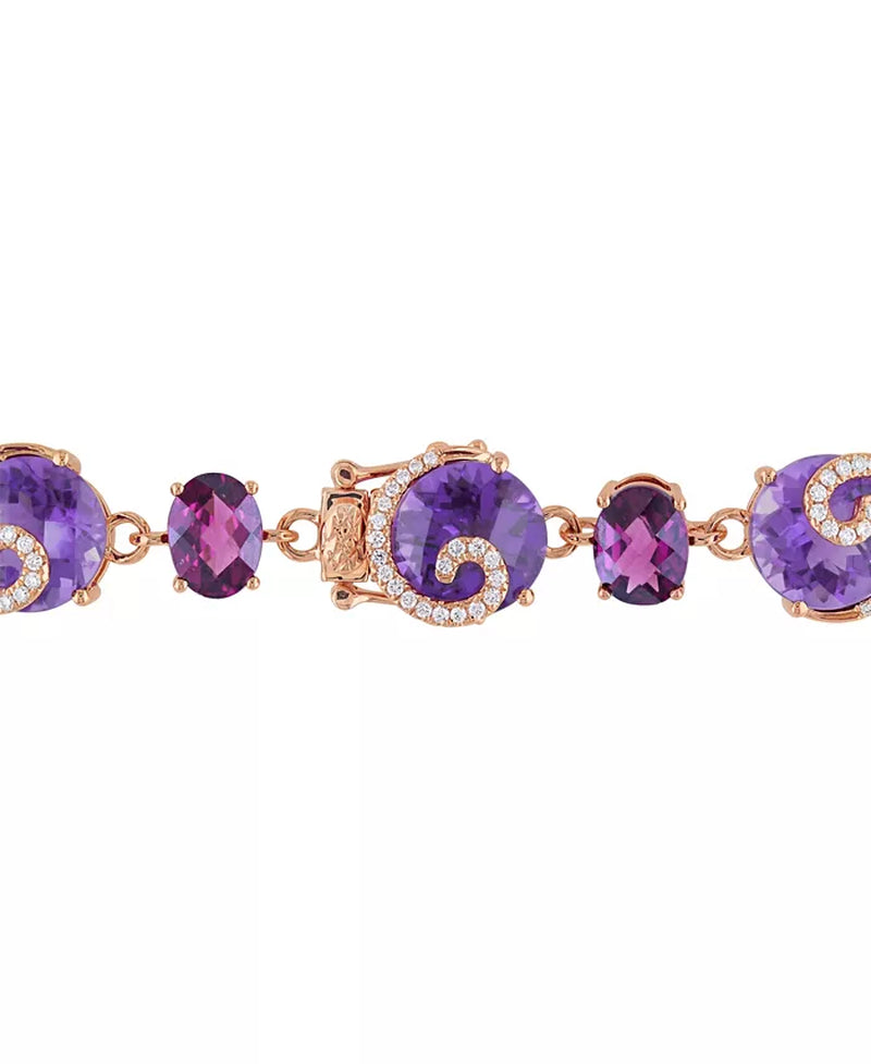 [14K, 41 5/8 Ct. T.W.] Gold Multi-Gemstone & Diamond (3/4 Ct. T.W.) Link Scroll Bracelet