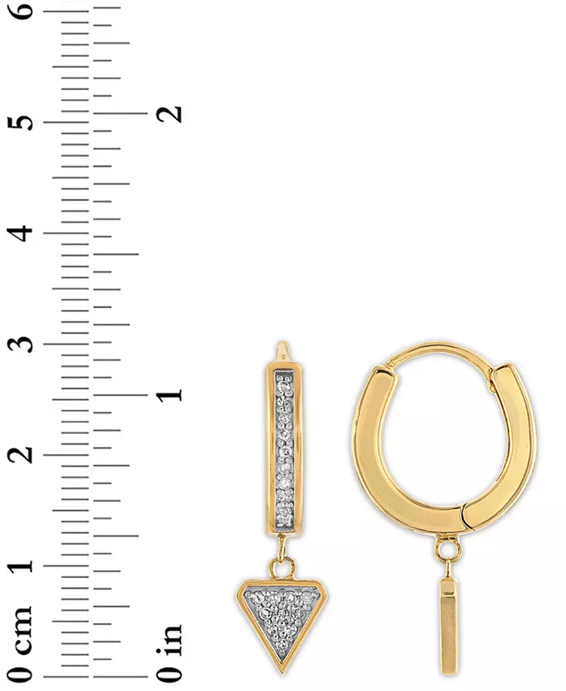 Diamond Triangle Dangle Huggie Hoop Earrings (1/3 Ct. T.W.) in 14K Gold-Plated Sterling Silver, Created for