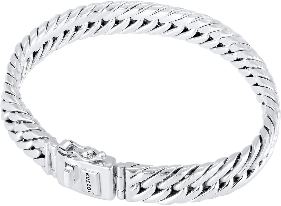 Sterling Silver Byzantine Bracelet - Length 6,69 Inch - 8,27 Inch, Width 0,39 Inch, 1.52 Oz