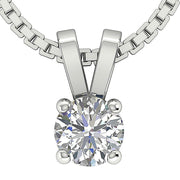 Solitaire Pendant Necklace I1 G 0.25Ct Natural Diamond Prong Set 14K Yellow Gold