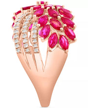 [14K] Rose Gold EFFYÂ® Ruby (2-3/8 Ct. T.W.) & Diamond (5/8 Ct. T.W.) Flower Crossover Ring