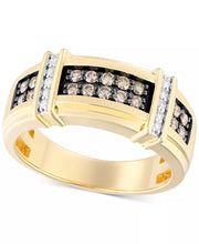 [10K, 1/2 Ct. T.W.] Gold Men's Alternative Black & White Diamond Ring