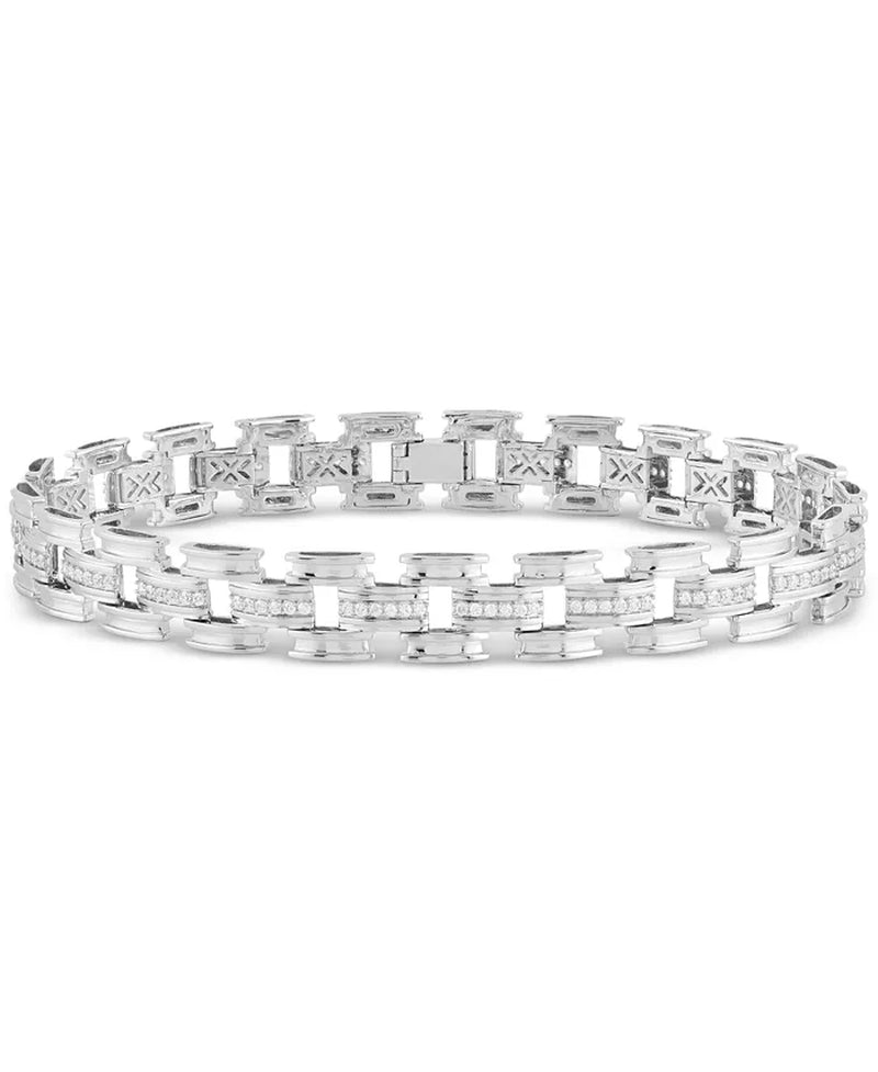 [1 Ct. T.W.] Sterling Silver Men's Diamond Open Link Bracelet