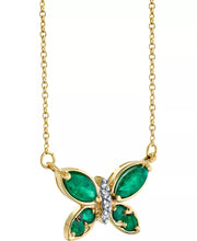 [14K] Gold Emerald (5/8 Ct. T.W.) & Diamond (1/20 Ct. T.W.) Butterfly Pendant 