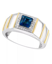 London Blue Topaz (1 Ct. T.W.) & Diamond (1/10 Ct. T.W.) Ring in Sterling Silver & 18K Gold-Plate