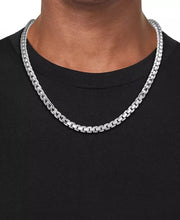 Sterling Silver Mens Venezia Box Link 22" Chain Necklace