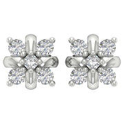 [14K, 0.30 Ct ] White Gold Genuine Diamond Fashion Studs Earrings