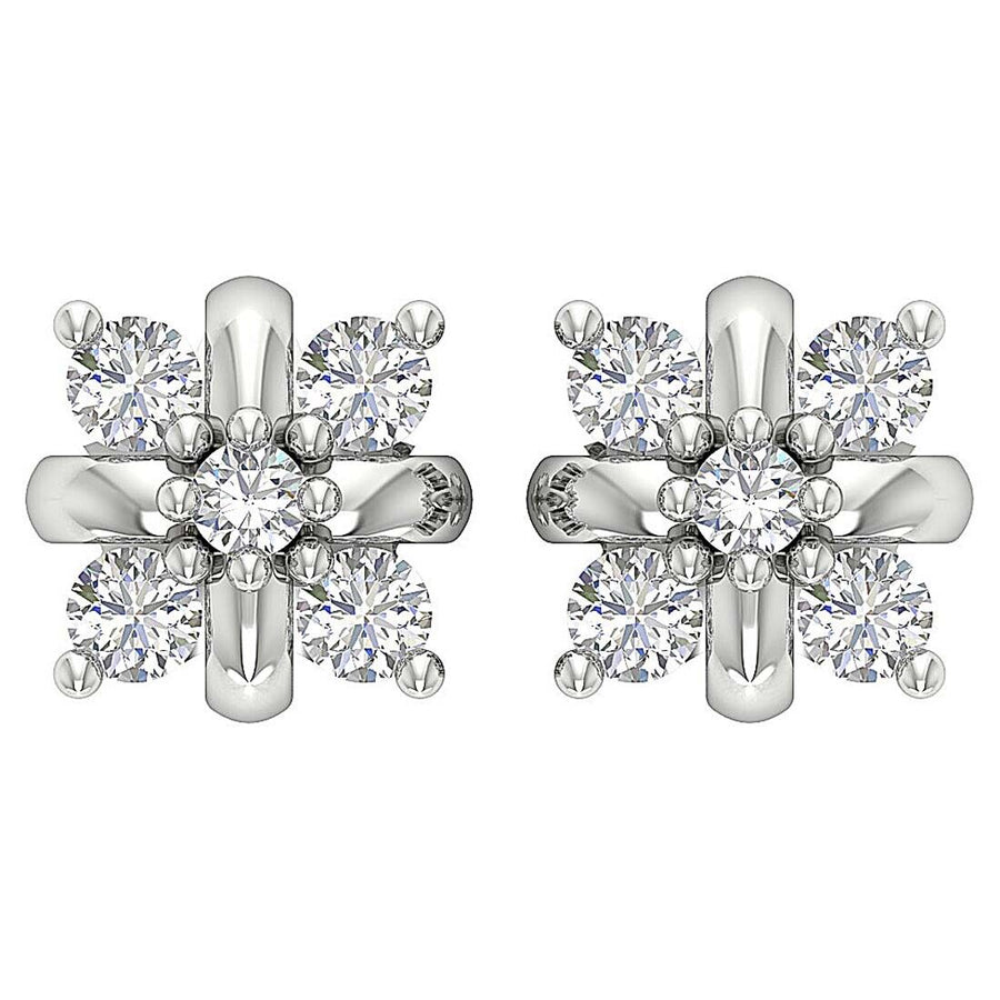 [14K, 0.30 Ct ] White Gold Genuine Diamond Fashion Studs Earrings