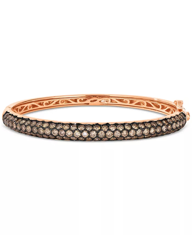 [14K, 5-3/4 Ct. T.W.] Rose Gold Chocolate Diamond Pavé Bangle Bracelet