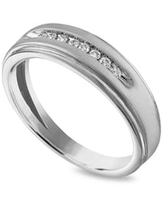 [10K, 1/10 Ct. T.W.] White Gold or Yellow Gold Men's Diamond Band