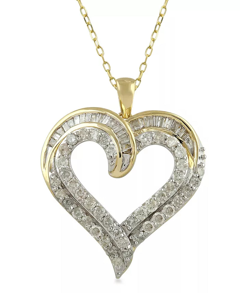 [10K, 1.Ct. T.W.] Yellow Gold Diamond Heart Pendant