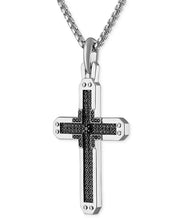 Sterling Silver Black Diamond Cross Necklace
