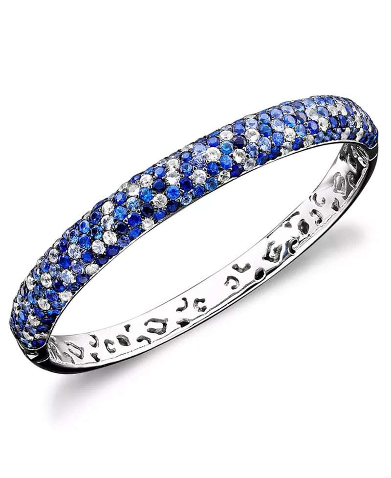 [10-3/8 Ct. T.W.] Sterling Silver Sapphire Splash Bangle Bracelet