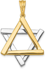 [14K] Solid Yellow& White Gold Two Tone Star of David