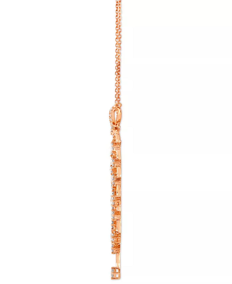 [14K, 1-1/4 Ct. T.W.] Rose Gold Nude Diamond Dangling Adjustable Statement Necklace