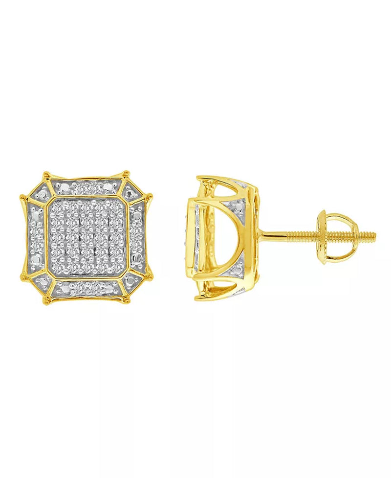 [10K, 1/3 Ct.T.W.] Yellow Gold Men's Diamond Earring