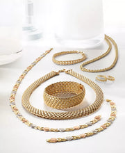 [14K] Gold Wide Mesh Link & Chain Bracelet