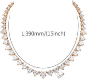 [18K] Gold Moissanite Tennis Necklace Sparking Rhinestone Choker