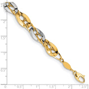 14K Two-Tone Polished Fancy Double Curb Link Bracelet (8 X 8.25) Made in Italy Sf2618-8