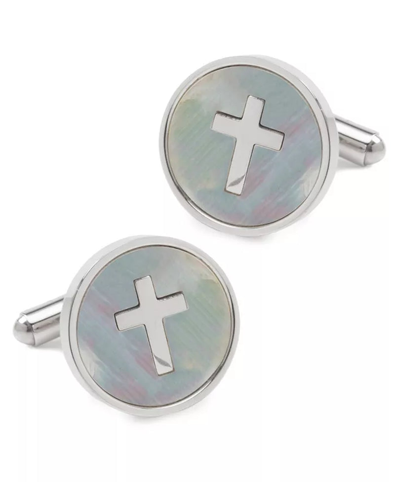 Cross Mother of Pearl Stainless Steel Cufflinks