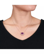 [14K] Rose Gold Amethyst (4 Ct. T.W.) & Diamond (1/5 Ct. T.W.) Floral Necklace