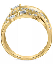 [14K, 1 Ct. T.W.] Gold  Diamond Multi-Shape Multi Row Crossover Ring