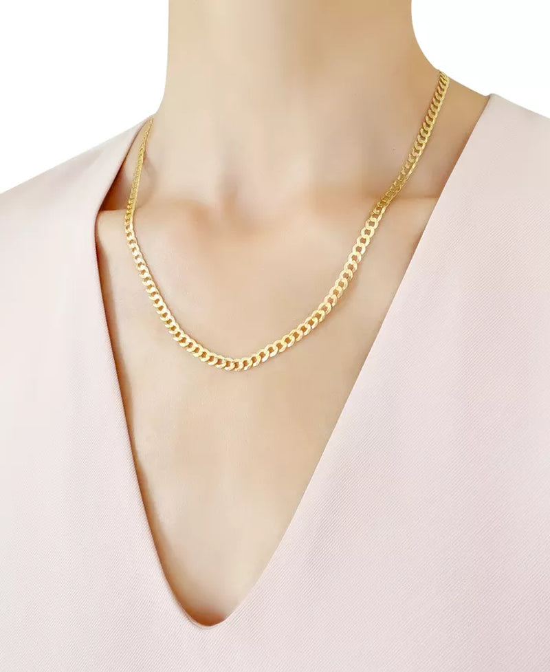 [14K, 4-5/8Mm] Solid Gold 20" Open Curb Link Chain Necklace