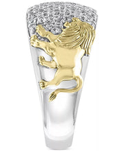 [10K, 1-3/8 Ct. T.W.] Gold White Sapphire Lion Ring in Gold Plated Sterling Silver