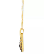 [14K, 3/8 Ct. T.W.] Gold Citrine & Diamond Double Teardrop Adjustable Pendant