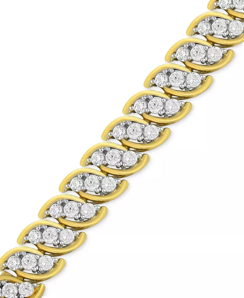 [4 Ct. T.W.] 10K Gold Diamond S Curve Link Bracelet